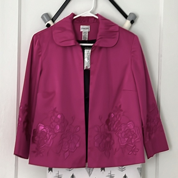Chico’s | Satin Jacket | 3/4 Sleeves | Embroidered - Picture 10 of 10